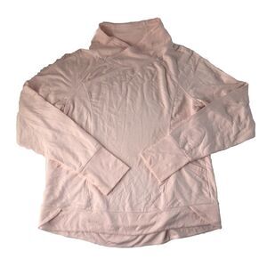 Yogalicious Sweatshirt Womens Pink Mock Neck Pockets Thumb Hole Stretch Size XL